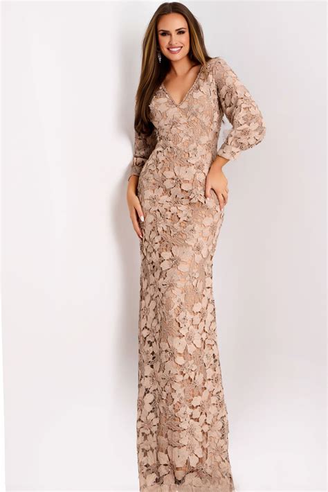 Elegant Floral Lace Long Sleeve Gown 40210 | Jovani