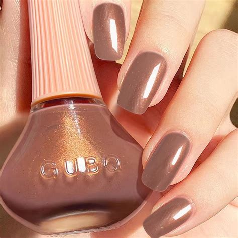 DouborQ Dark Nude Glitter Nail Polish Long-lasting Glossy Nail Art