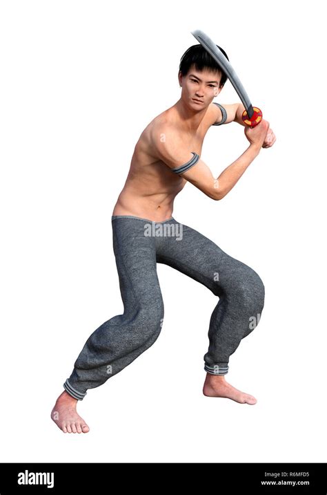3D Rendering Fighting Monk on White Stock Photo - Alamy
