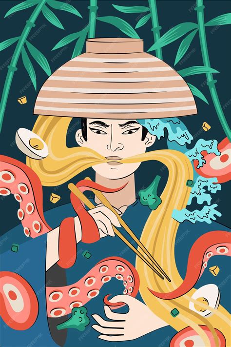 Premium Vector | Japanese food ramen poster hand-drawn design. Japan