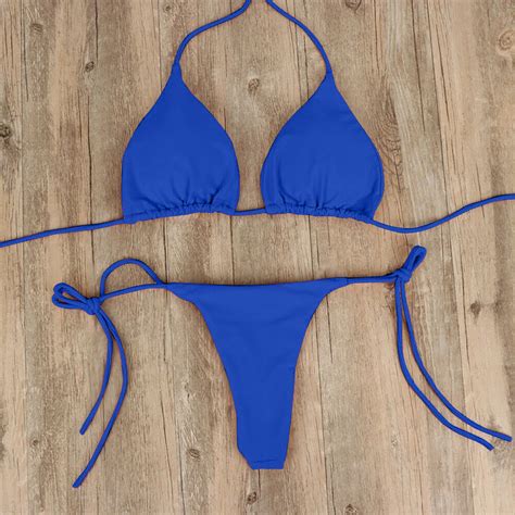 Buy Sexy Micro Bikini Shiny Women Brazilian G-String Set Thong Swimwear