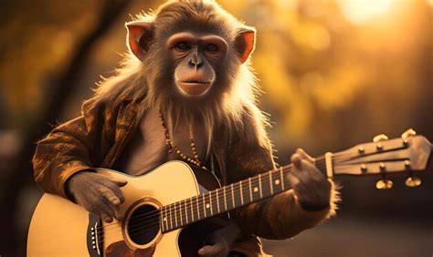 Premium Photo | Monkey playing guitar Playing