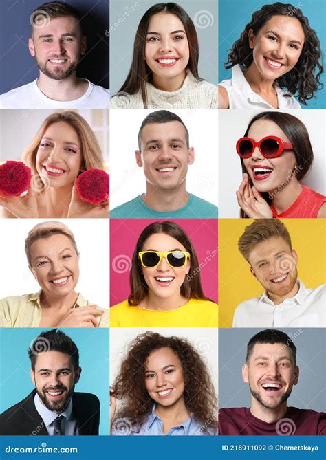 Imagens De Pessoas Felizes Sorrindo - Colagem Com Fotos De Pessoas Felizes Sorrindo Em Planos De Cores ...