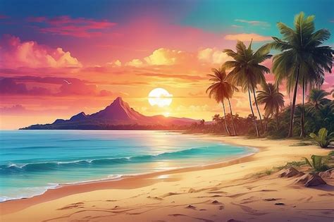 premium photo tropical beach paradise sunset