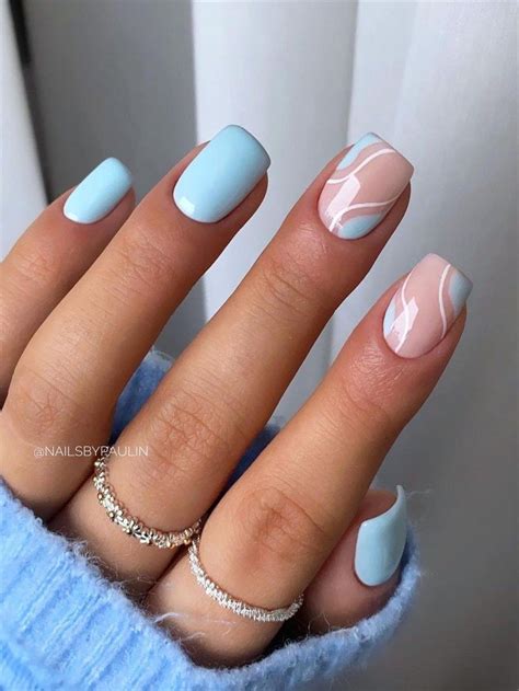 These are the BEST cute short light blue nails acrylic long, elegant ...