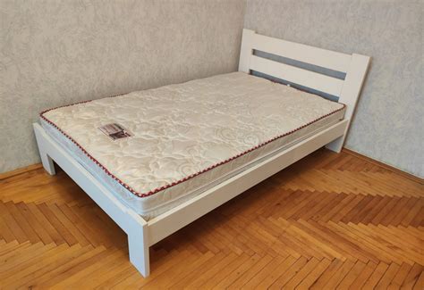 Односпальная кровать из массива дуба Палермо 100х190 Белая емаль Шаг ...