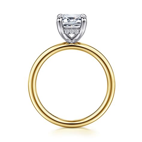 emerald cut hidden halo engagement ring gold 8