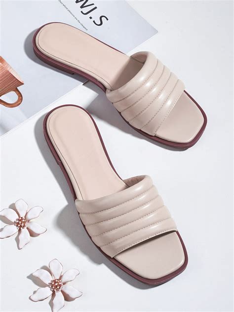 black slide sandals women 10