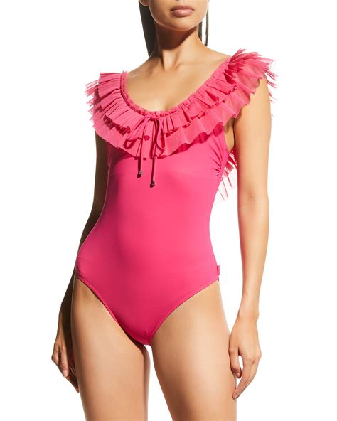 Ruffled One Piece Swimsuit | Neiman Marcus