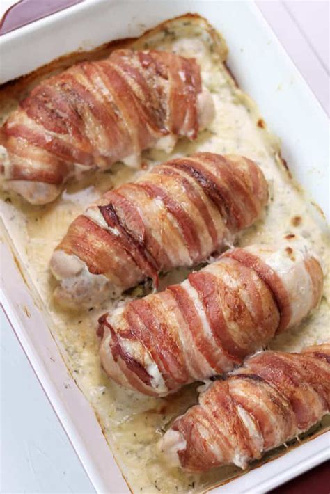 Bacon Wrapped Cream Cheese Stuffed Chicken Breast - Whipped It Up