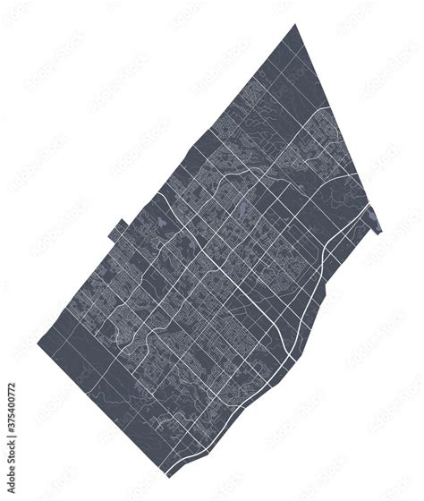 Brampton map. Detailed map of Brampton city poster with streets. Cityscape vector. Stock Vector ...