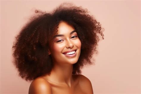 Premium Photo | Joyful African American Woman with Curly Afro Hair