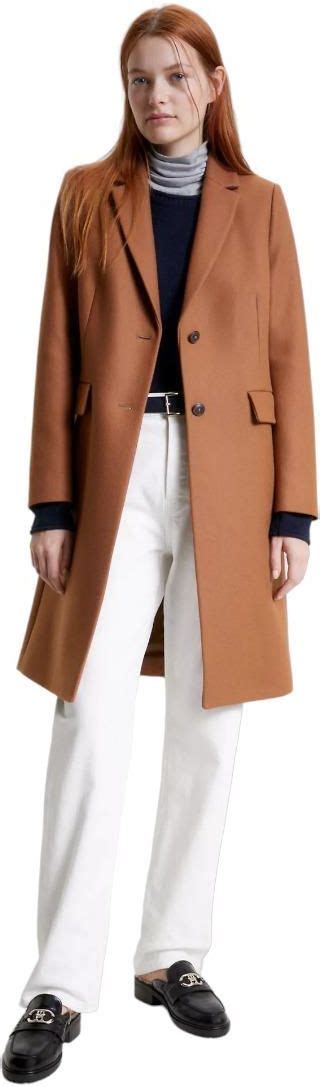 TOMMY HILFIGER DAMSKI PŁASZCZ WOOL BLEND CLASSIC COAT BRĄZOWY ...