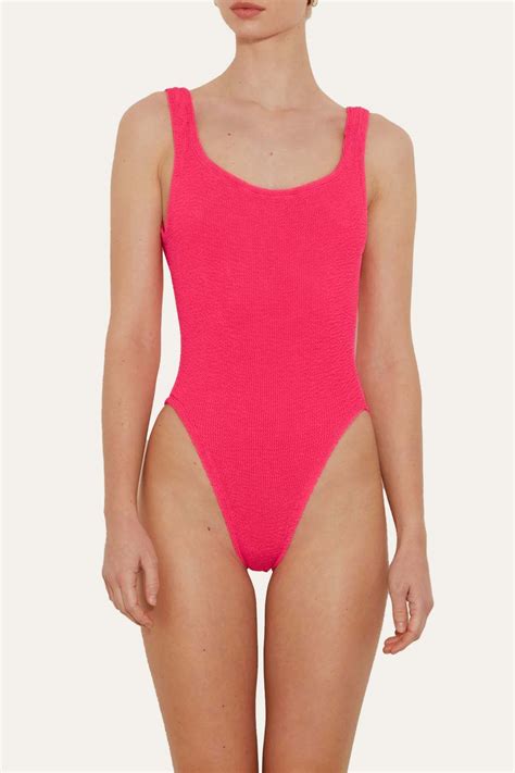 Hunza G Square Neck One Piece - Hot Pink | Garmentory