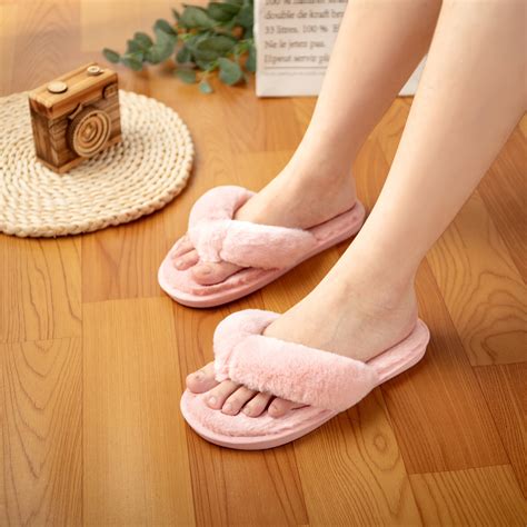 Women's Home Slippers Plush Flip-Flops Cozy Memory Foam Spa Plush Bedroom Slippers Indoor Slide
