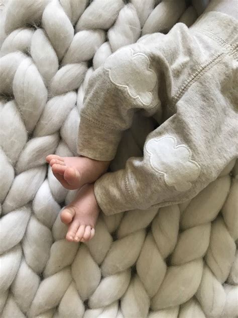 CHUNKY knit baby BLANKET. The finest 100% merino wool. Handmade in the ...