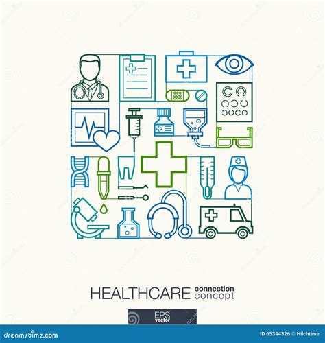 Healthcare Abstract Background, Integrated Thin Line Symbols. Stock