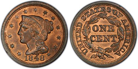 1848 1C Newcomb 1, RB (Regular Strike) Braided Hair Cent - PCGS CoinFacts
