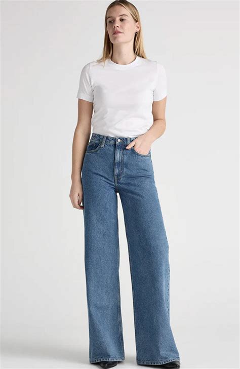 mud jeans sara stone vintage wide leg   organic cotton