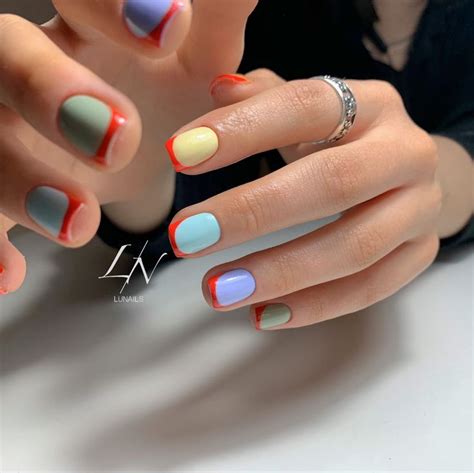 Маникюр, яркий френч , цветной френч | Unhas bonitas, Unhas, Batom