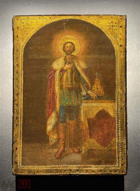 Икона Святой Князь Александр Невский. 19-й век. Без реставрации. Редкий ...