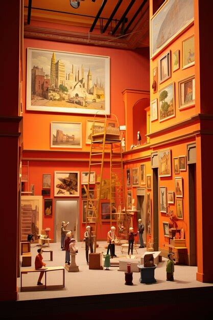 Premium Photo | A miniature diorama of a famous art museum gallery