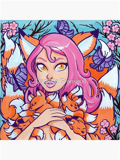 "Kitsune in Bloom" Coasters (Set of 4) by dsoloud | Redbubble