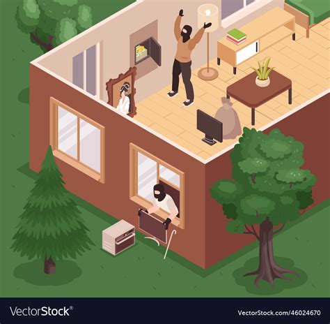 robbery isometric scene royalty  vector image