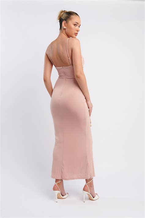 Shop the Graziella Laced Corset Midi Dress Nude | Selfie Leslie