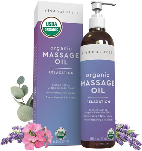 Organic Massage Oil Scented (8 fl. oz.) - Non-Greasy Lavender Massage