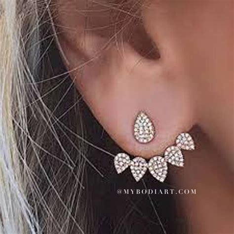 Bella Crystal Drop Ear Jacket Earring Womens Jewelry in Silver – MyBodiArt