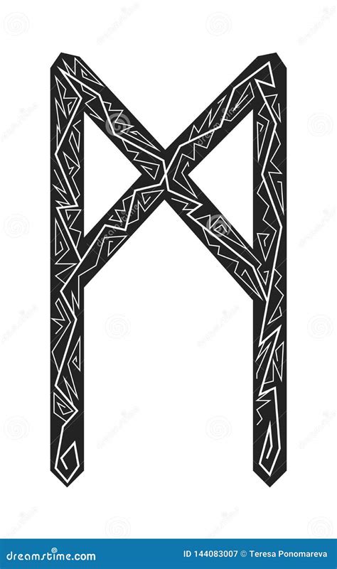 Mannaz Rune Man Human Symbol Icon Black Color Vector Illustration Flat ...