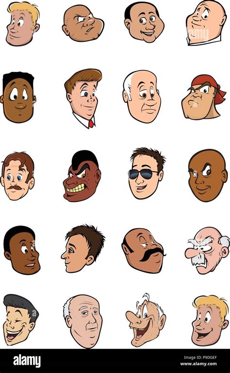 cartoon vector collection of male faces Stock Vector Image & Art - Alamy