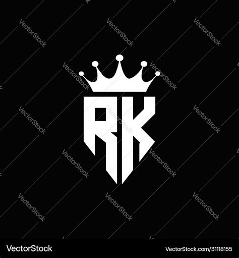 Rk logo monogram emblem style with crown shape Vector Image