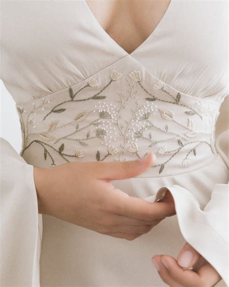 Long sleeve ivory wedding dress | Flared sleeve bridal dress