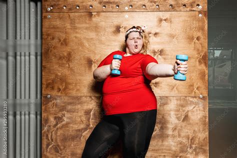 funny fat girl dressed   sportswear    bandage   head