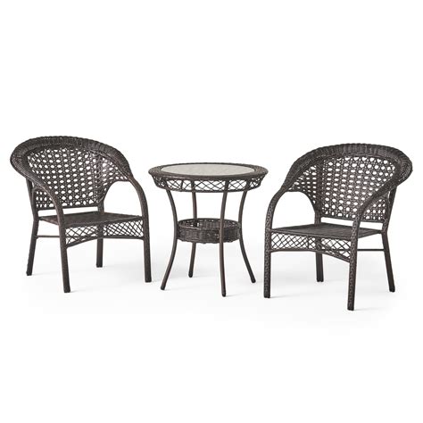 GDF Studio Jason Brown Outdoor Wicker 3-piece Bistro Set - Walmart.com