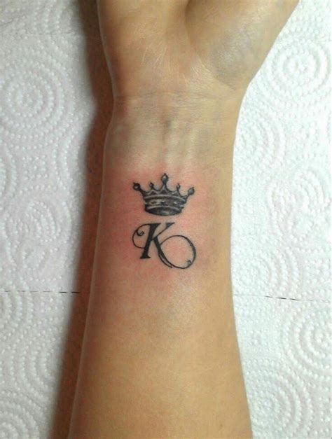 Letter K Tattoo With Crown - LETTER CGW