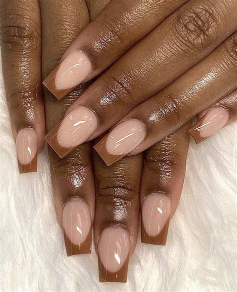 brown french tip nails artofit