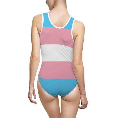 Transgender Pride One Piece Swimsuit Trans Girl Flag Bathing Suit Pink