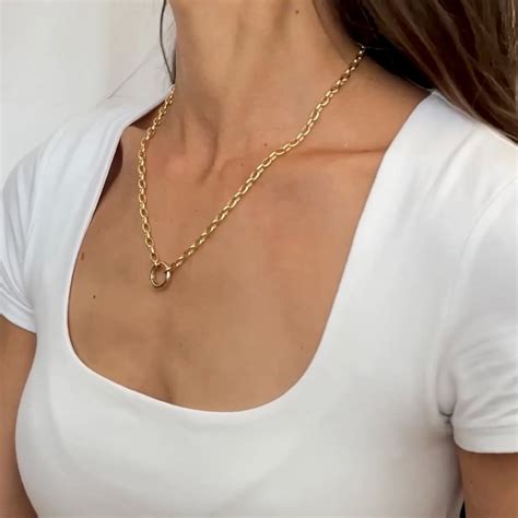 14K Gold Charm Holder Rolo Necklace
