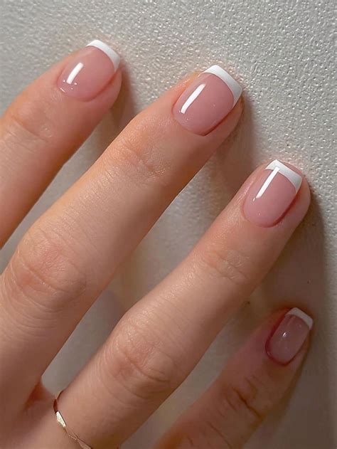 Revamp Your Nails With 24pcs Short Square French Design Manicure Set