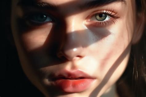 Premium Photo | Closeup of woman face with striking eyes and pouty lips