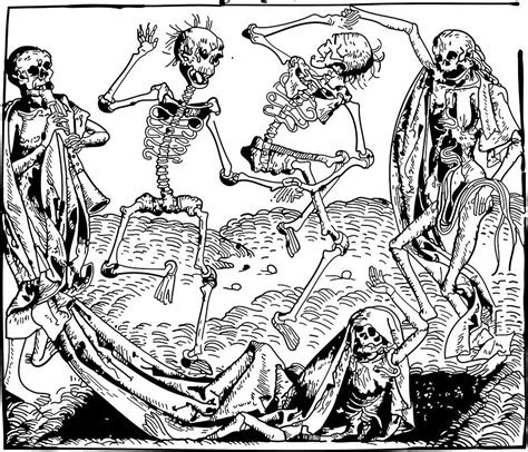 Dance Macabre Medieval Wood Engraving Drawing by