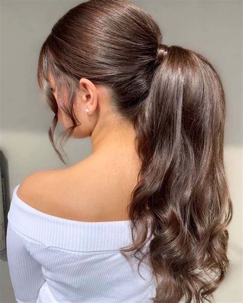 zala ponytail  dark chocolate brown ponytail hairstyles