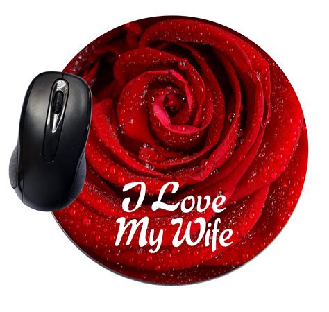 Mouse Mat Pad Mousepad Cute Desk Round Circle Mousemat I Love My Wife