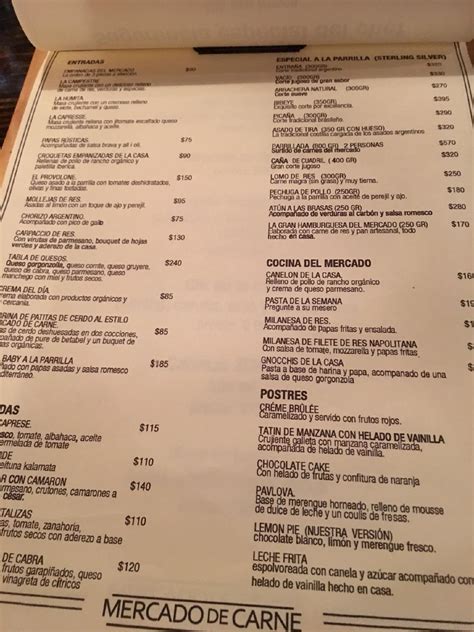 Carta de Mercado de Carne Parrilla, San Cristóbal de las Casas