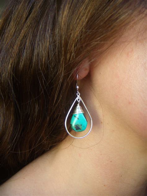 Turquoise Earrings Sterling Silver Earrings Teardrop - Etsy