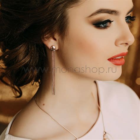 Серьги Нимфа длинные с цепочками-подвесками.