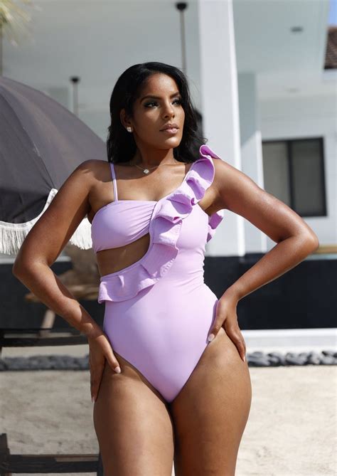 Ibiza Ruffle One-Piece Swimsuit – Elegant Lavender Swimsuit with